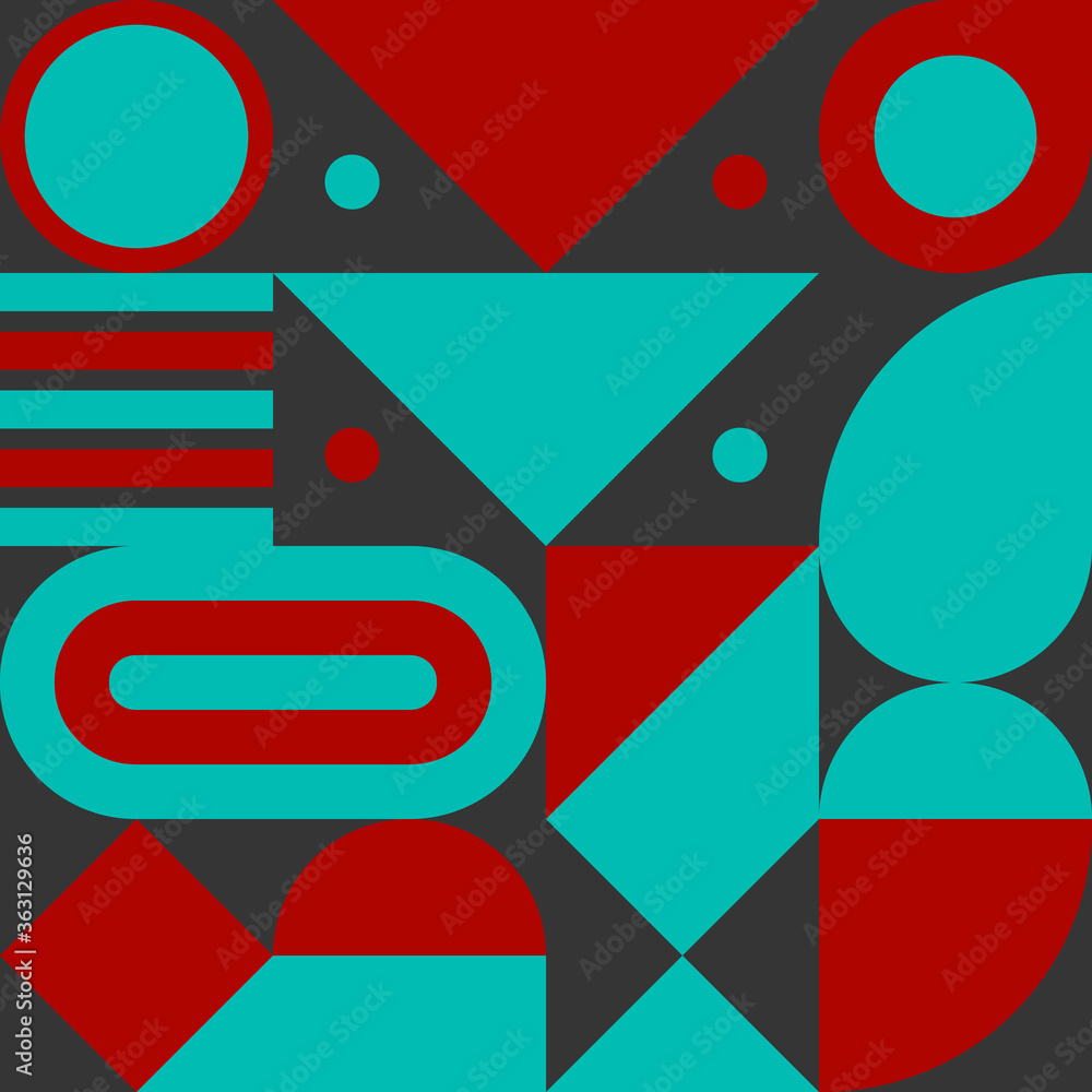 Bauhaus print, geometric seamless retro pattern with shapes