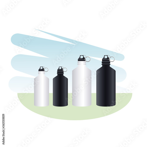 aluminium bottles products branding icons