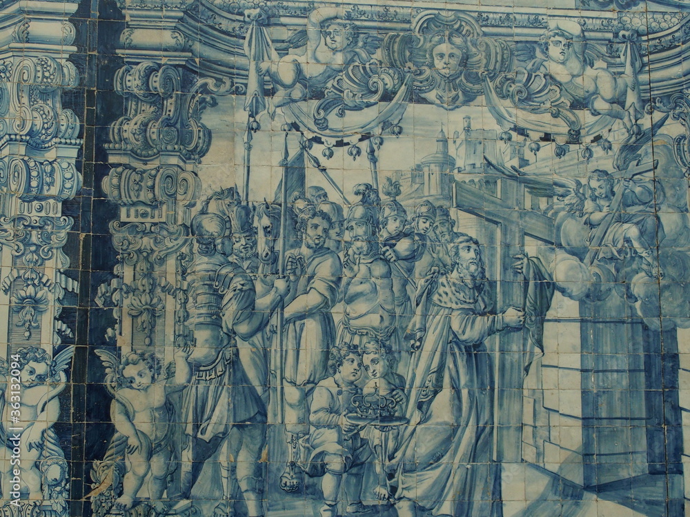 Fototapeta premium Kachelwand in der Klosterkirche des Convento de Santa Cruz in Coimbra Portugal