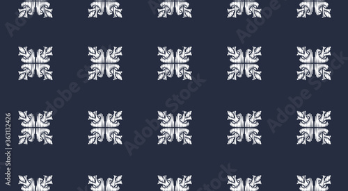 White ornament on blue seamless pattern. Vintage  paisley elements. Ornamental traditional  ethnic  turkish. Great for fabric and textile  wallpaper  packaging