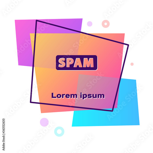 Purple Spam icon isolated on white background. Color rectangle button. Vector.