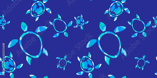 seamless pattern with tropical blue turtles. texture effect. Marine theme. for packaging, paper, fabric. print for clothes
