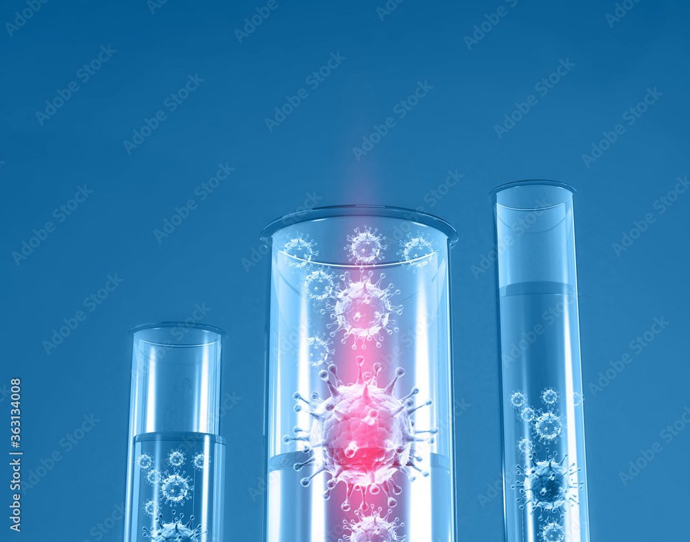 Virus in test tube. 3d illustration.. Virus in test tube. 3d illustration..