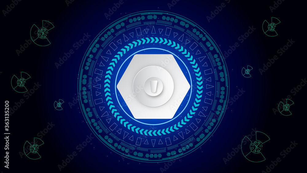 UI Hi-tec interface blue abstract digital technology with glowing particles, vector illustration UI Hi-tec interface blue abstract digital technology with glowing particles, vector illustration