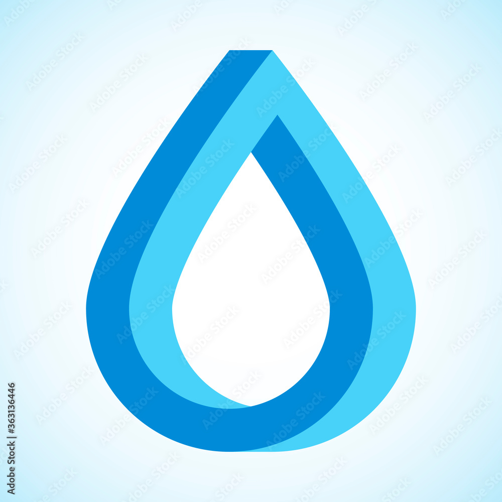 Blue water drop logo. Vector icon.