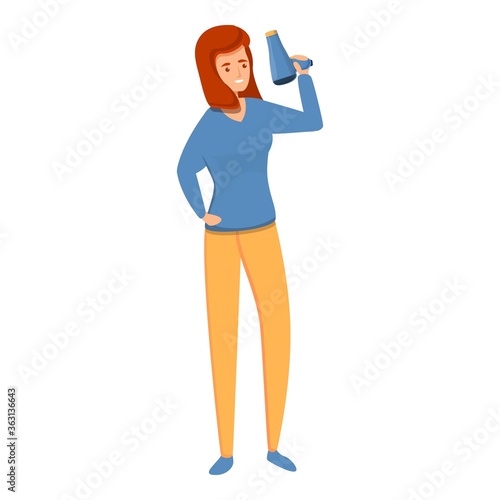 Groomer with hair dryer icon. Cartoon of groomer with hair dryer vector icon for web design isolated on white background