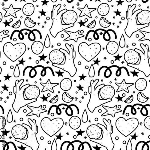 Black and white cookie seamless pattern