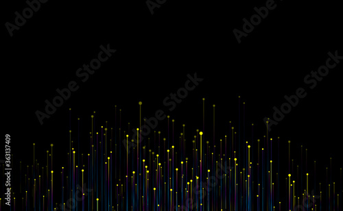 Dotted lines make up the upward launch line  big data  communication technology background.