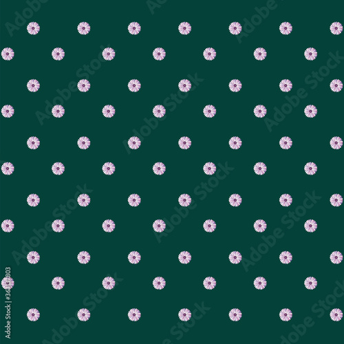 dark green background with pink daisy pattern 