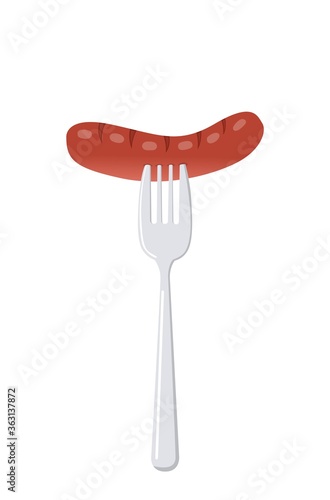 sausages on a fork