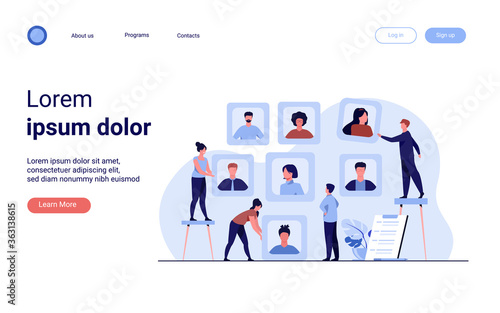 Employers choosing candidates for job interview. HR professionals analyzing applicant or employee profiles. Vector illustration for recruit agency, career, business, employment concept