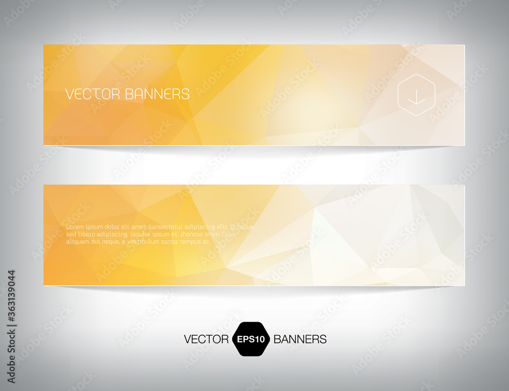 Fototapeta premium horizontal web banner design with low poly geometric polygonal origami background