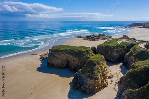 aerial view of Barreiros Beachs in Galicia Spain photo