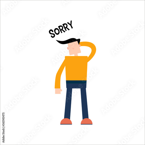 Character Sorry Flat design Illustration Vector