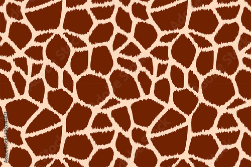 Trendy giraffe pattern background. Hand drawn wild animal skin natural brown texture for fashion print design, cover, banner, wallpaper. Vector illustration