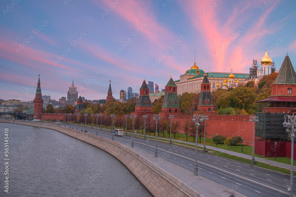 view of the Kremlin from the moscow river.