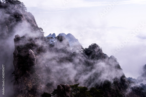 Wonderful and curious sea of clouds and beautiful Huangshan mountain landscape in China.  © Chongbum Thomas Park