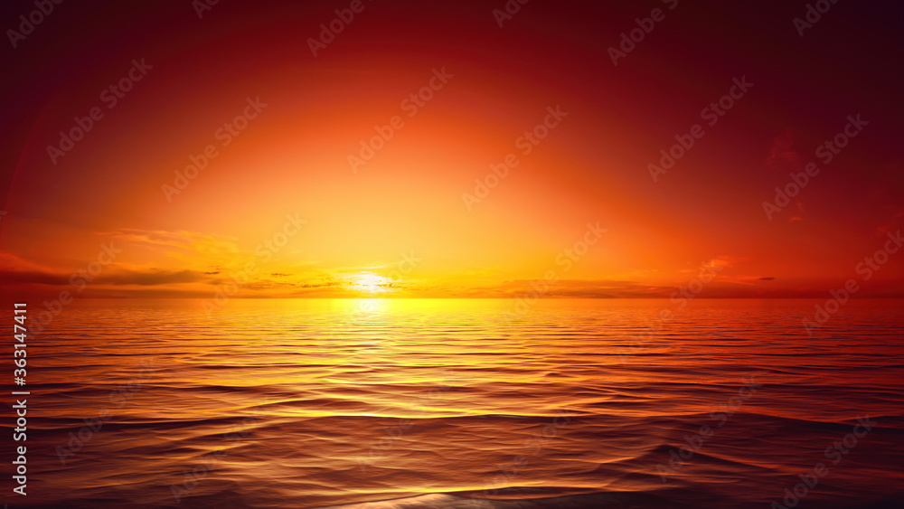 sunset sky at the ocean background
