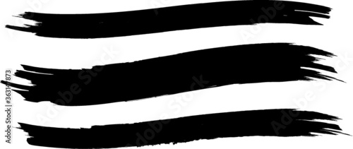 Grunge Paint Roller . Vector brush Stroke . Distressed banner . Black stripes isolated. paintbrush collection . Modern Textured shape . Dry border in Black . Bulge lines