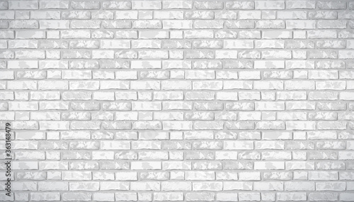 Realistic Vector brick wall pattern horizontal background. Flat wall texture. White textured brickwork for print  paper  design  decor  photo background  wallpaper