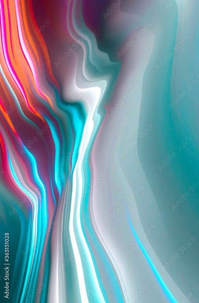 Fototapeta premium Abstract modern gray background with flowing neon bright fluid lines. Light lines, bright accent background. Acrylic fluid abstract.