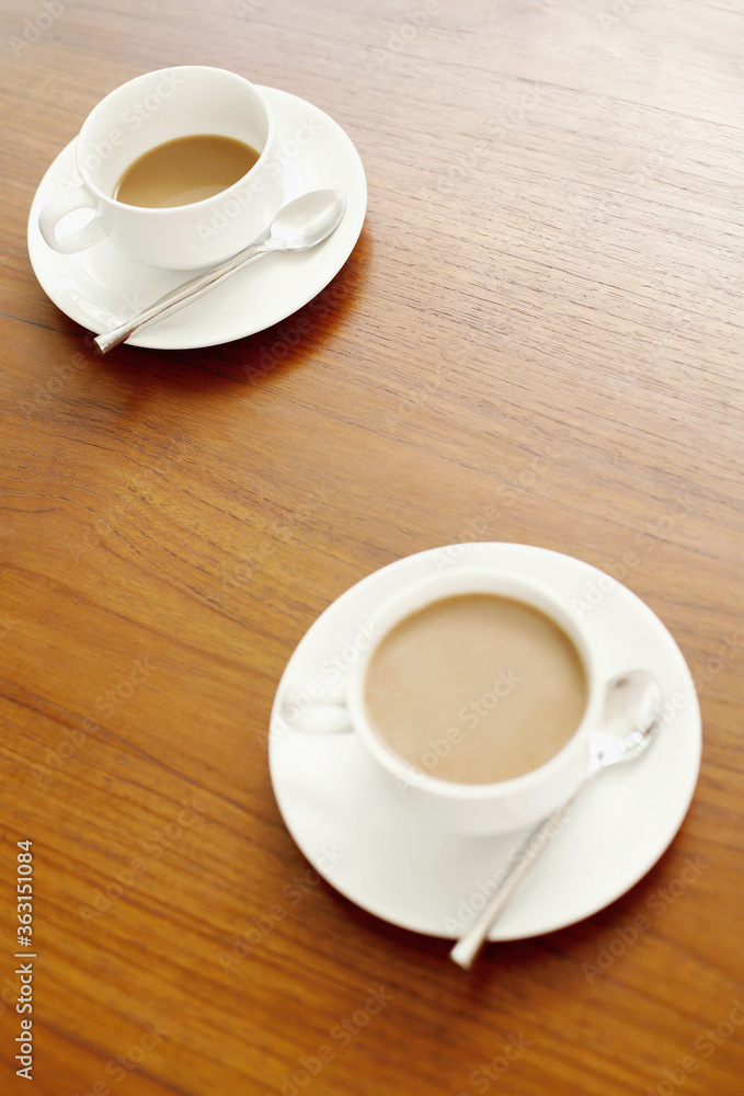 Two cups of coffee on the table Two cups of coffee on the table