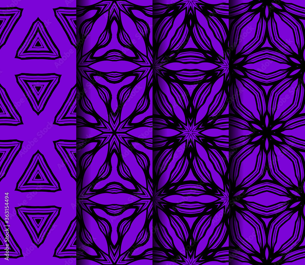 Fototapeta premium Set of Geometric Pattern. Seamless Texture Color Background. Vector illustration.