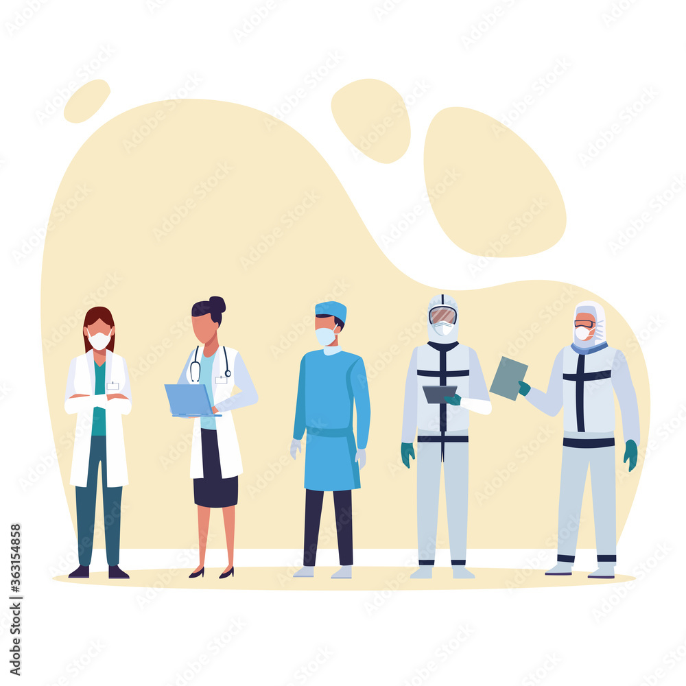 group of doctors wearing medical masks characters group of doctors wearing medical masks characters
