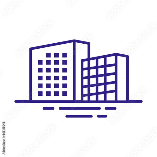 buildings constructions facades city line style icons