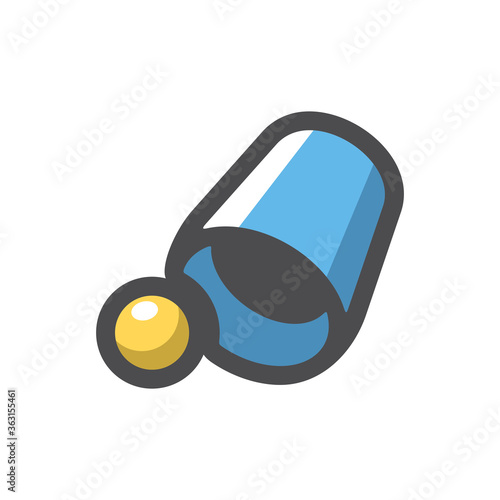 Thimblerig game. Ball and glass. Vector Cartoon illustration