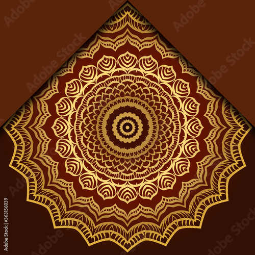 Vintage luxury decorative design of golden mandala. Vector illustration. Floral ornament