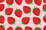 Vector illustration of fresh strawberry seamless pattern