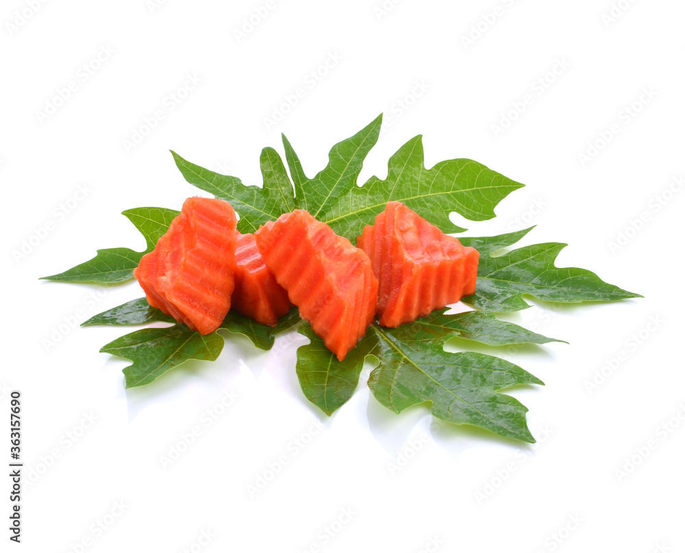 sliced of ripe papaya isolated on white background sliced of ripe papaya isolated on white background