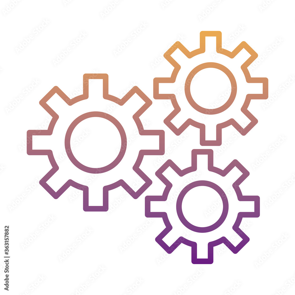 gears machine work gradient line style icons gears machine work gradient line style icons