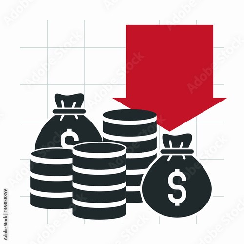 money depreciation vector icon