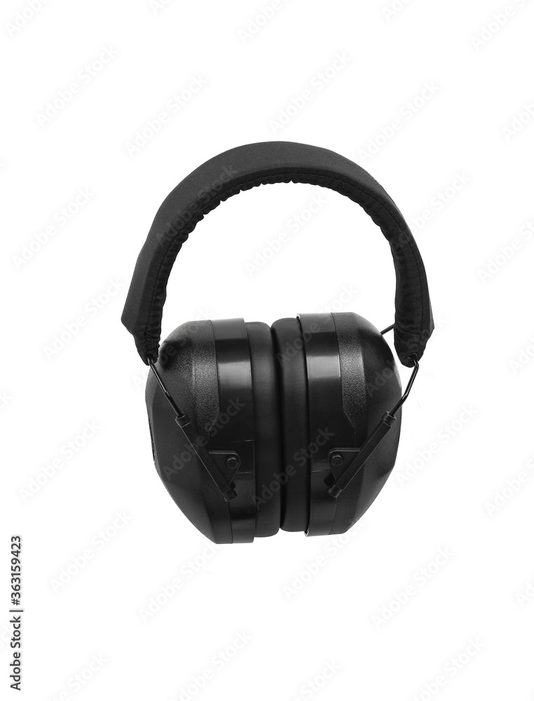 Protective earphones isolate on a white back. Noise canceling headphones to protect your ears from loud sounds. Protective earphones isolate on a white back. Noise canceling headphones to protect your ears from loud sounds.