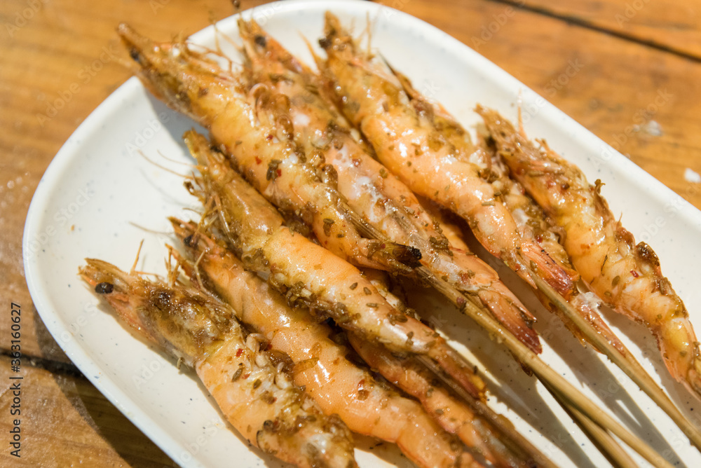 Barbecue food,grilled shrimp