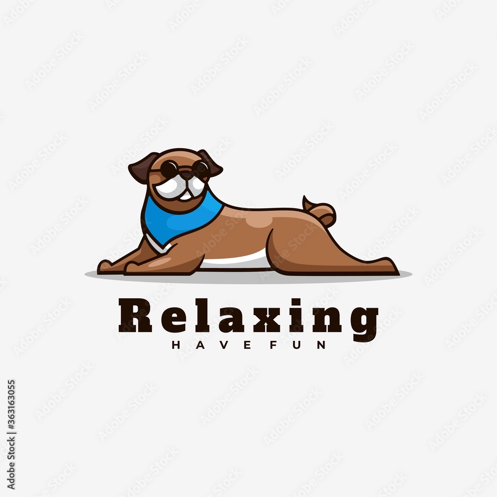 Naklejka premium Vector Logo Illustration Relaxing Simple Mascot Style.
