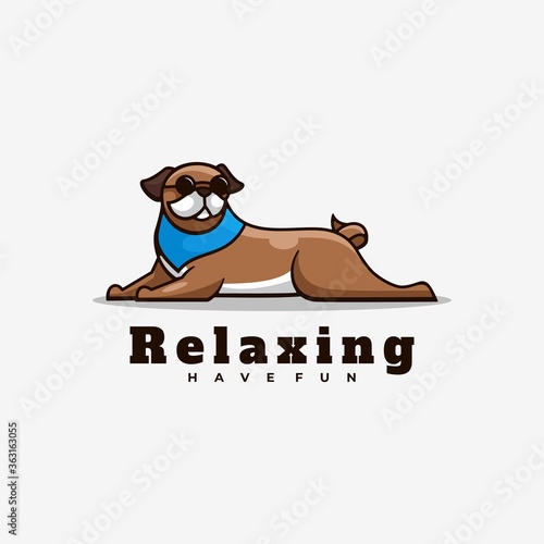 Vector Logo Illustration Relaxing Simple Mascot Style.