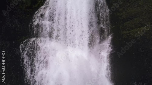 Wallpaper Mural Haifoss waterfall in the highlands of Iceland, Aerial view. Dramatic landscape of Waterfall in Landmannalaugar canyon. Torontodigital.ca