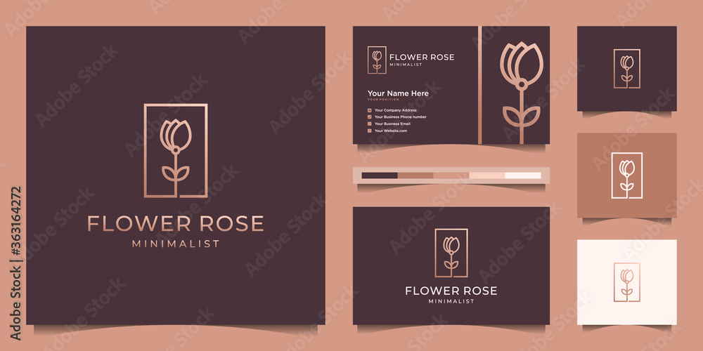 Minimalist elegant flower rose line art style. luxury beauty salon ...