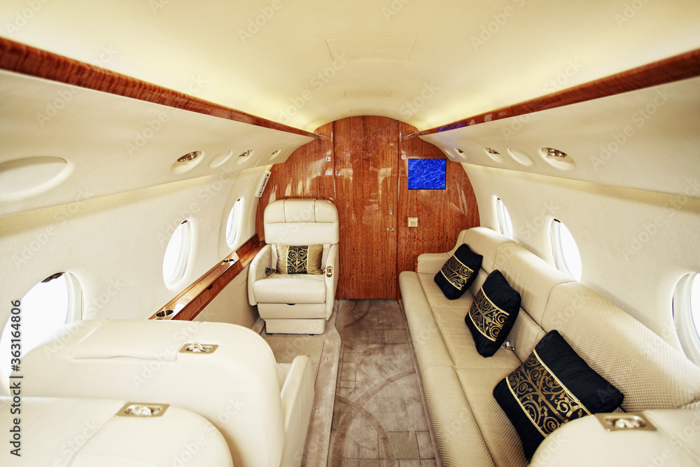 Obraz premium Luxurious leather seat on private airplane