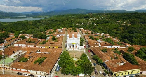 An aerial view of the small traditional town of Suchitoto, El Salvador.