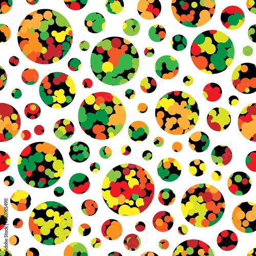 Seamless pattern texture with multi-colored large and small colored circles
