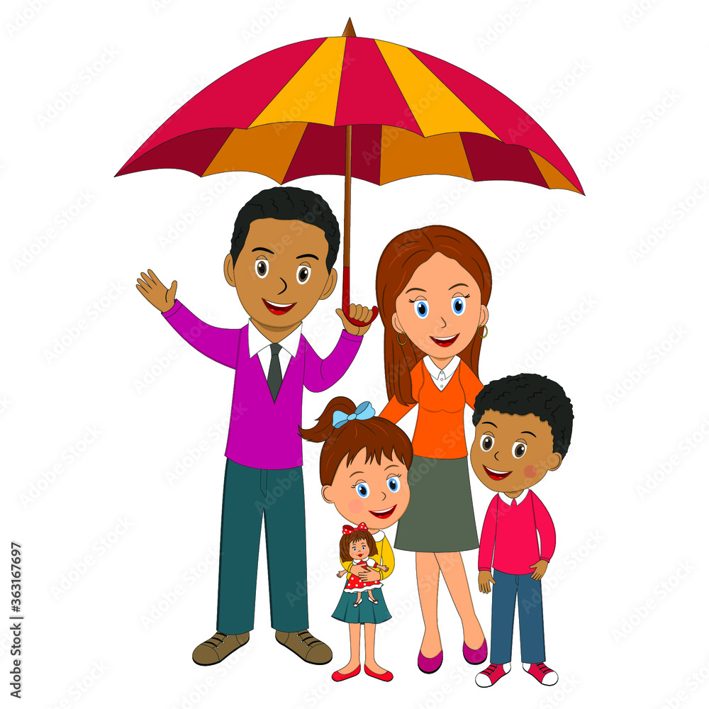 family under umbrella on the white background illustration, vector family under umbrella on the white background illustration, vector