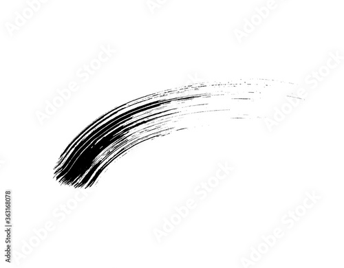 Mascara eyelashes brush stroke makeup isolated on white background. Vector black hand drawn lash scribble texture swatch for fashion cosmetic makeup design