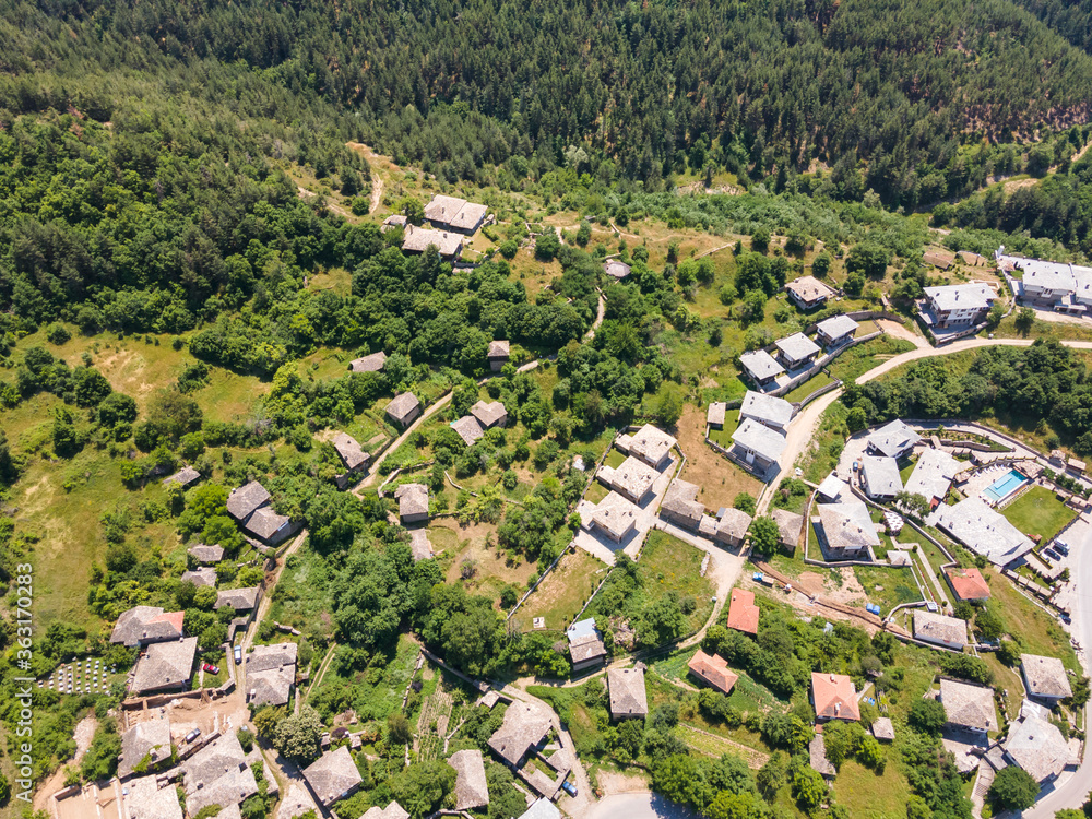 Aerial view of Village of Leshten, Blagoevgrad Region, Bulgaria