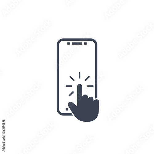 click button on screen smartphone. vector symbol in flat style