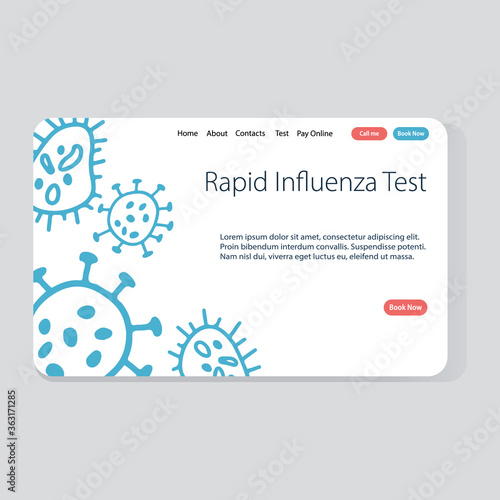 Rapid Influenza Test website template made in vector. 