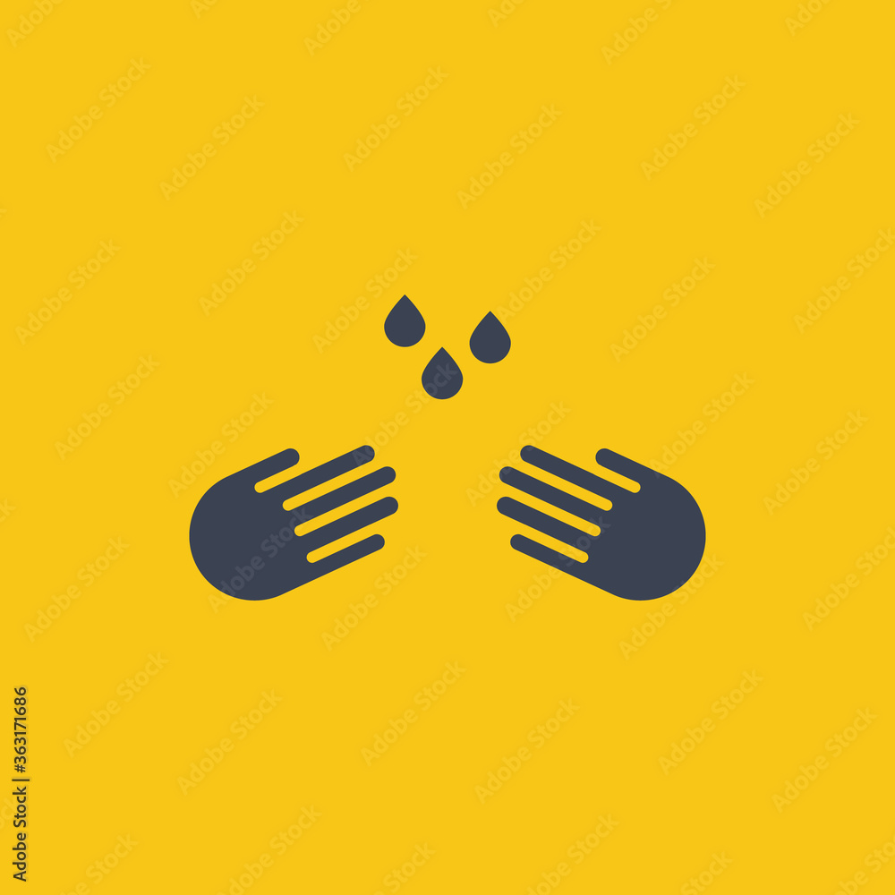 Obraz premium vector concept illustration of hands holding water drop on orange background icon